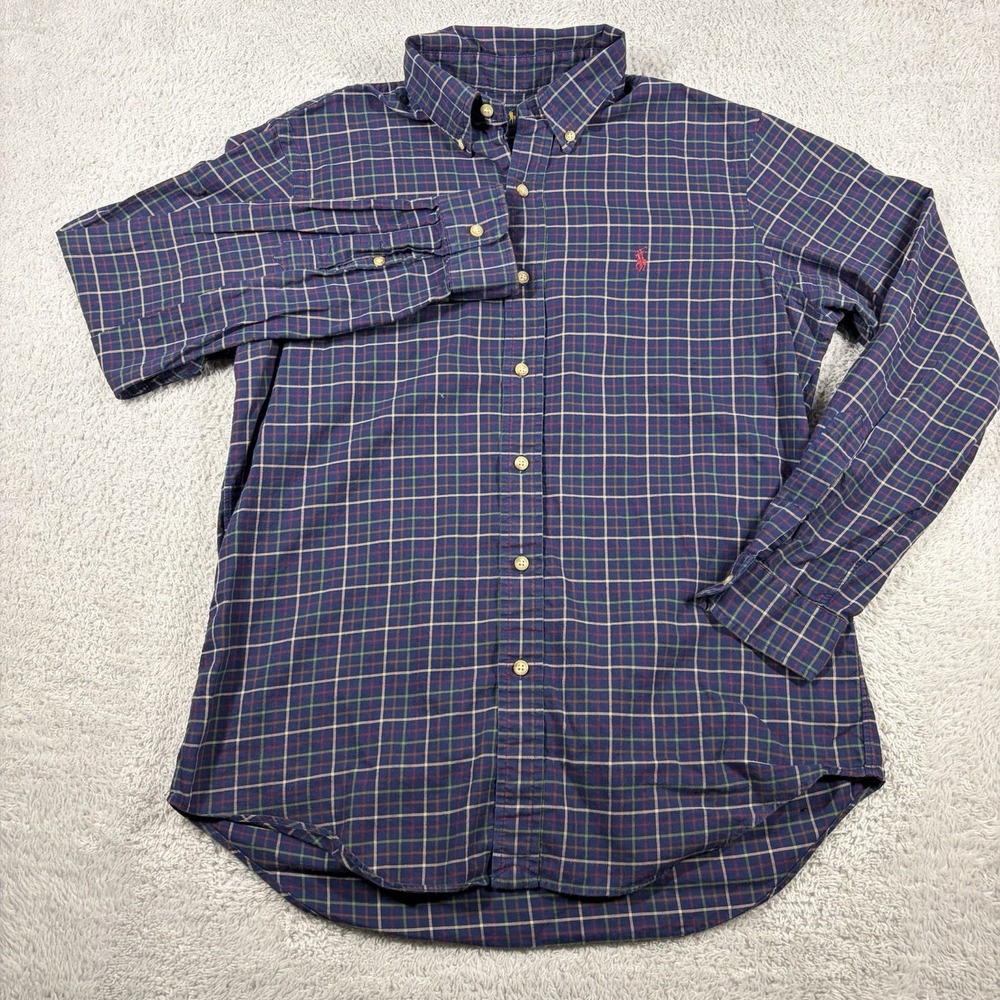 Polo Ralph Lauren Plaid Button Down Shirt Mens Medium Blue Muti Color Preppy